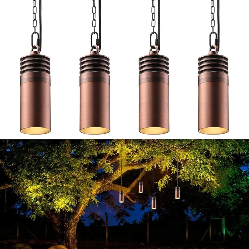 Outdoor Pendant Light Set Antique Red Bronze Bell Shape