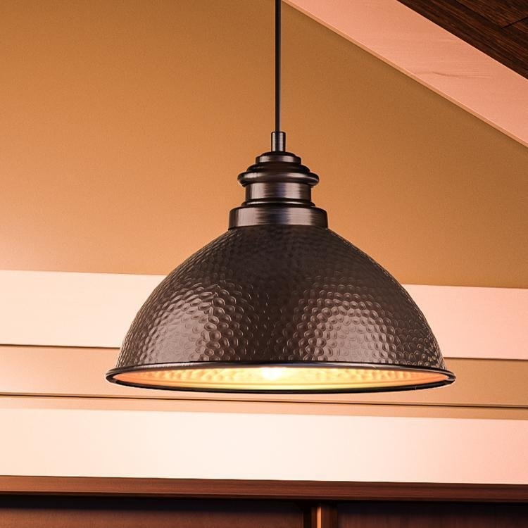 Outdoor Pendant Light, Traditional Lantern, Hammered Glass Cage