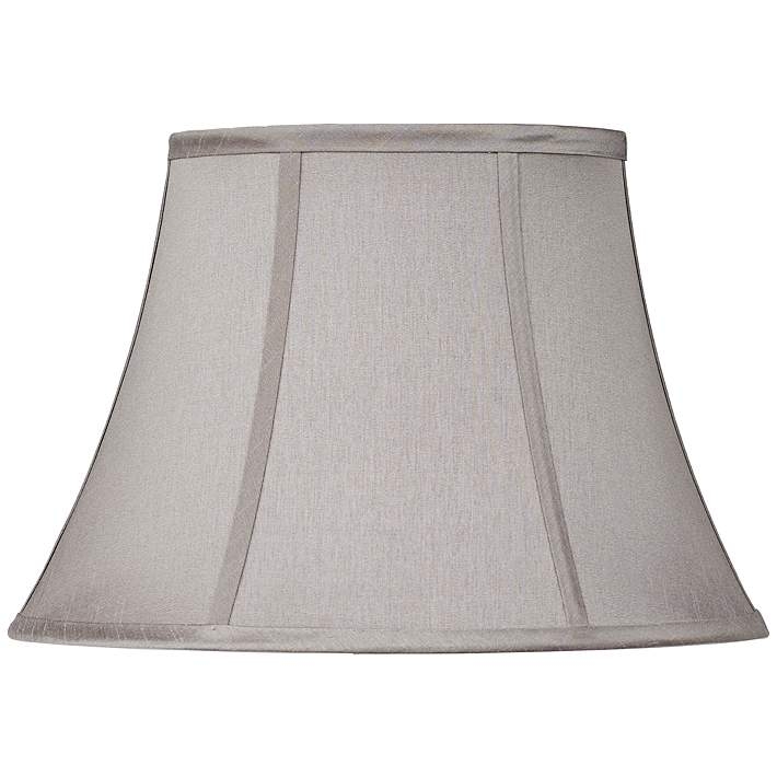 Oval Lamp Shade in Pewter Fabric with White Interior Lining
