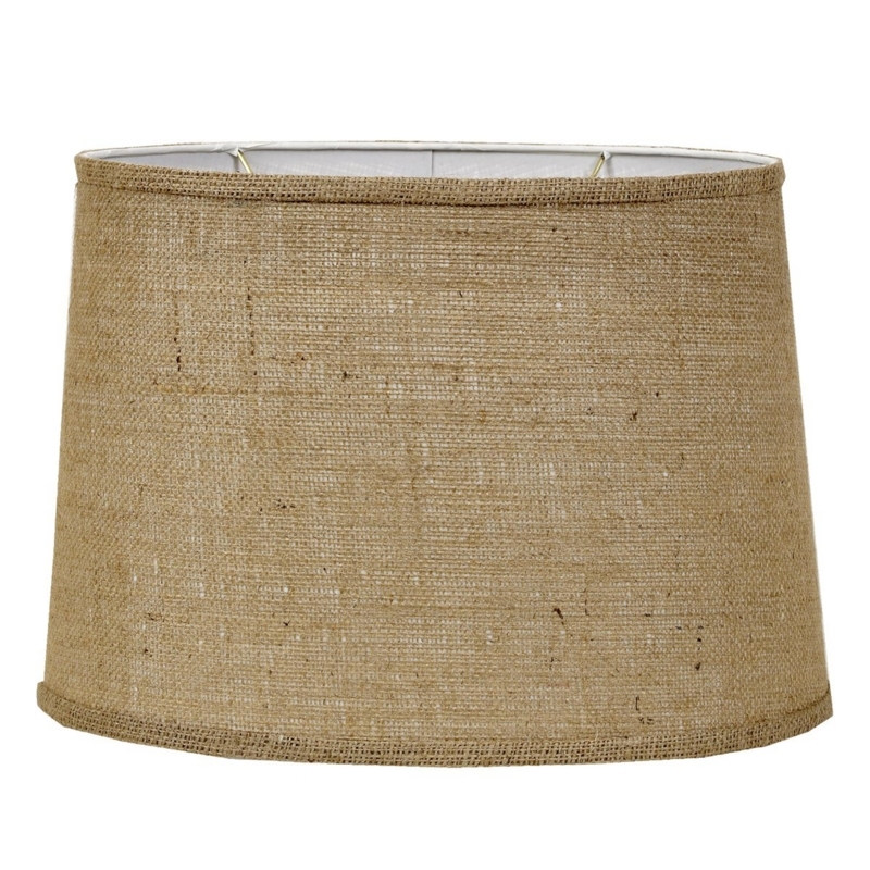 Oval Lamp Shade Natural Burlap Coarse Weave Rustic Farmhouse Lighting