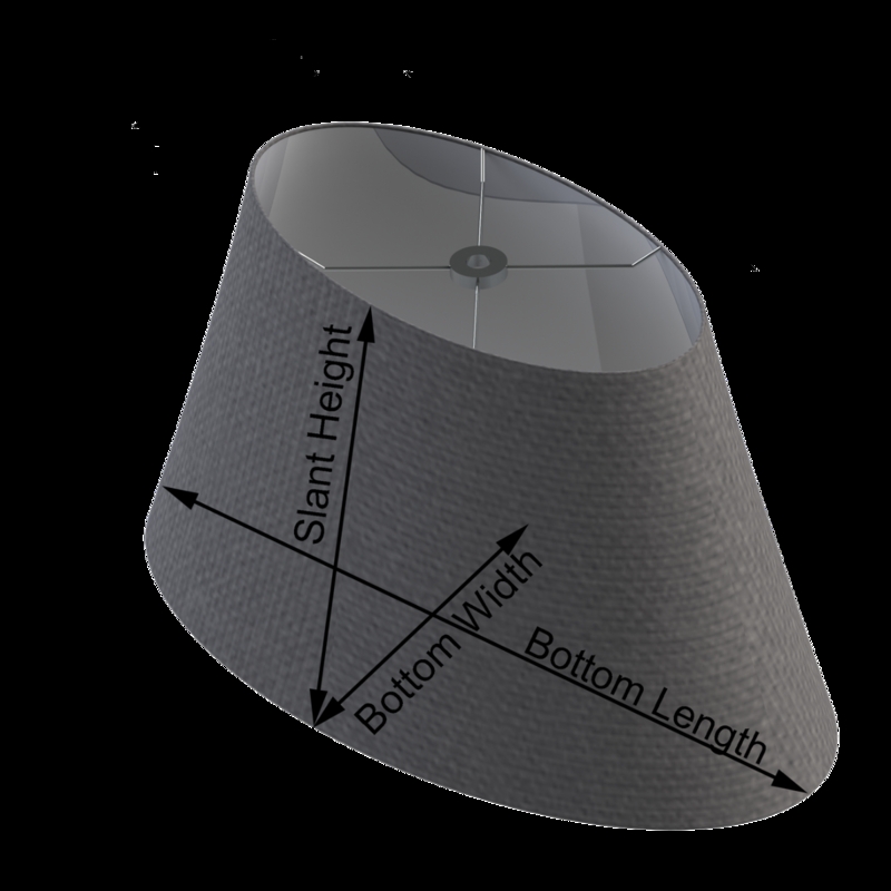 Oval Lampshade Dimensions Diagram showing Custom Sizing