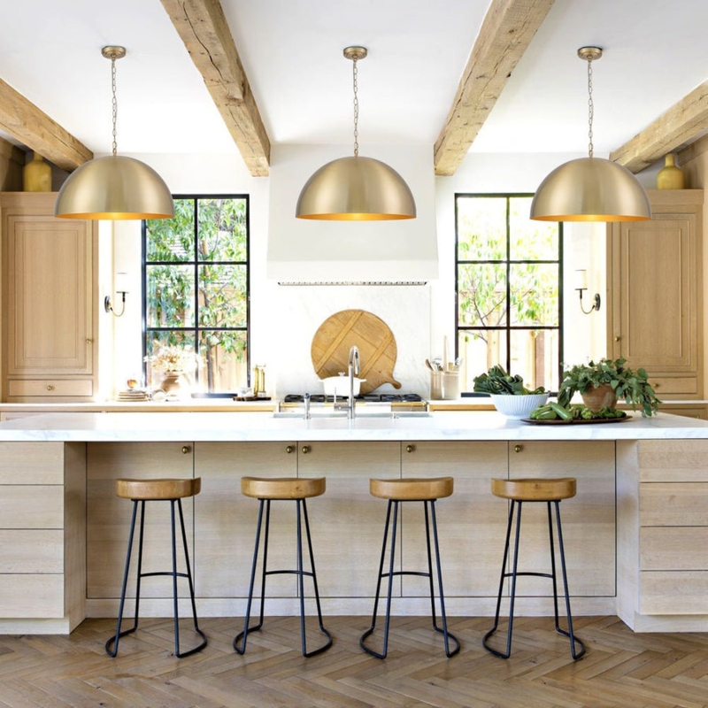 Oversized Dome Pendant Light with Contrasting White Lining for Dining