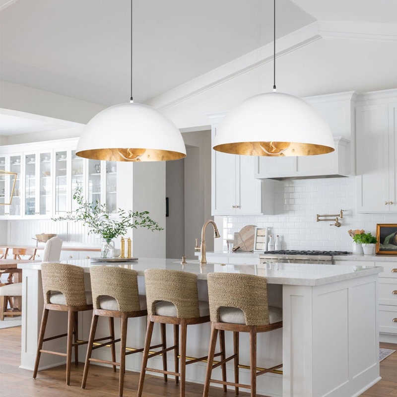 Oversized Off-White Dome Pendant Light, Matte Finish