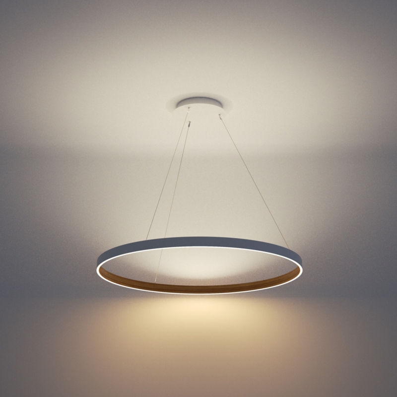 Oversized Pendant Light Circular Wood Halo Integrated LED