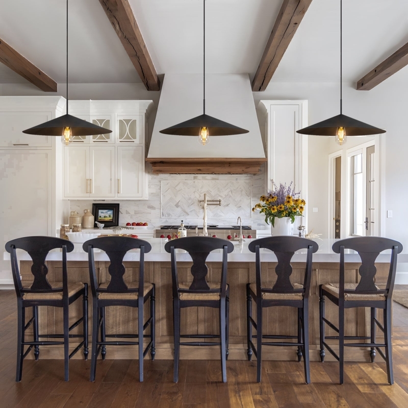 Oversized Pendant Light Dome Shade White Interior Scandinavian