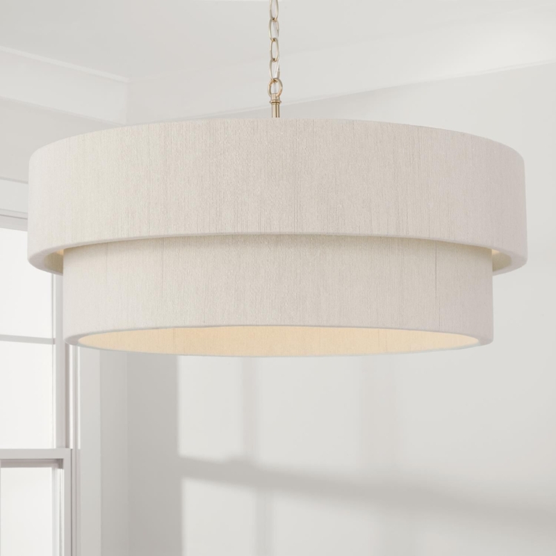 Oversized Pendant Light Shallow Dome Matte White Modern Minimalist