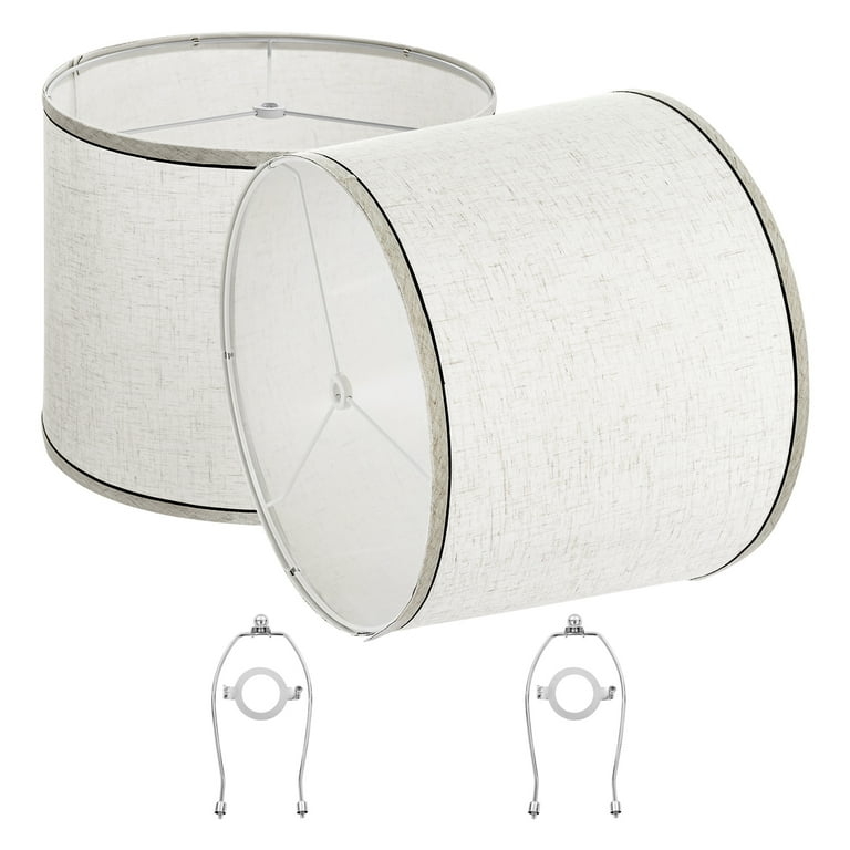 Pair of Off-White Tapered Lamp Shades, Linen-Like Fabric.