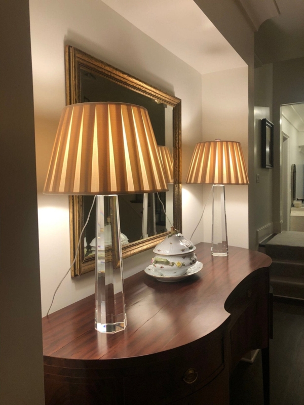 Pembroke Lamp Shade, Ivory Silk-Like, Tailored Box Pleats