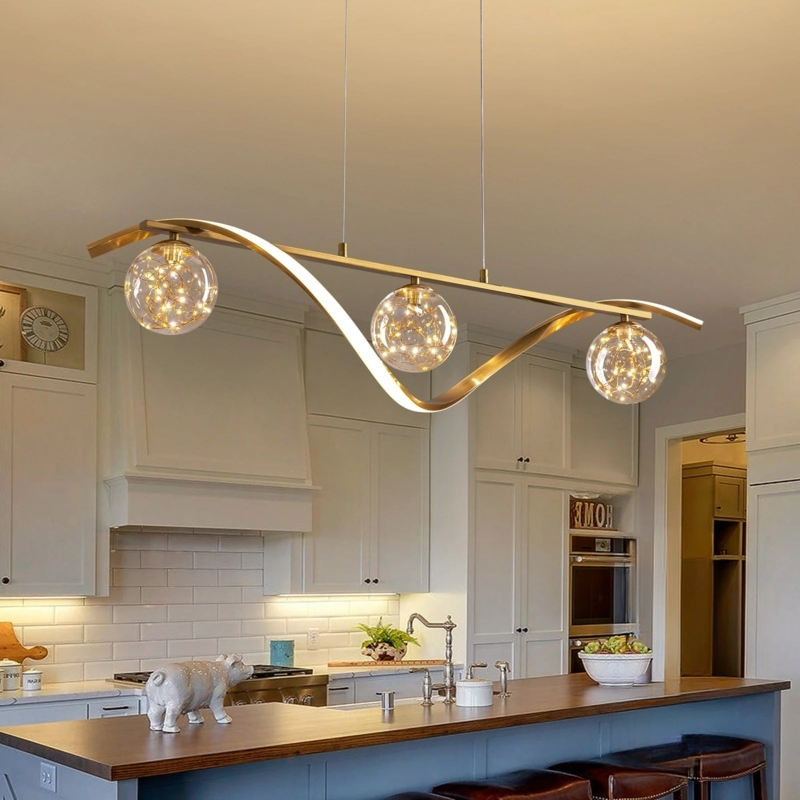Pendant Chandelier: Mixed Metal Finish, Minimalist Linear Globe