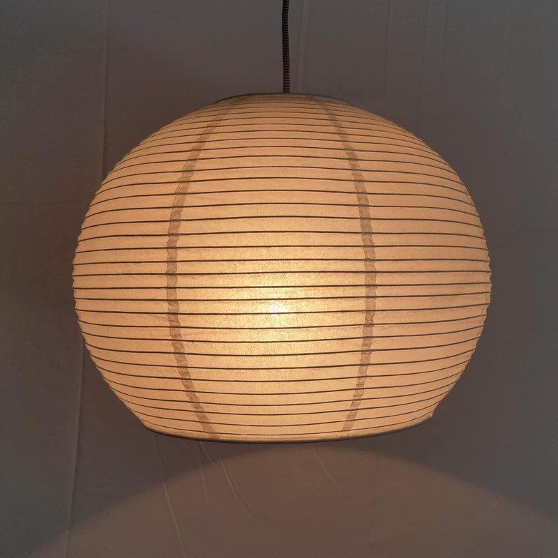 Pendant Lamp Shade Hemispherical White Pleated Paper Japandi Style