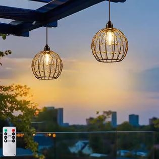 Pendant Lantern Beaded Copper Wire Bulb Battery Operated Garden Decor