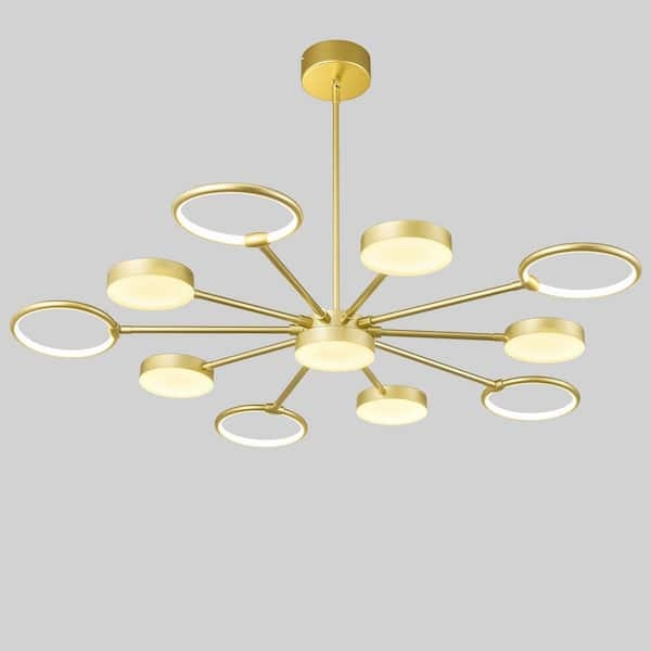 Pendant Light 11-Light Gold Ring Frame Glowing Spherical Shades LED