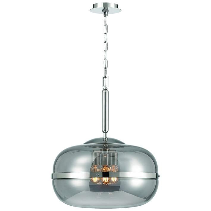 Pendant Light 3-Light Polished Nickel Glass Jar Shades Exposed Bulb