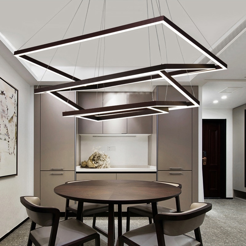 Pendant Light 5-Tier Rectangular LED Black Geometric Silhouette