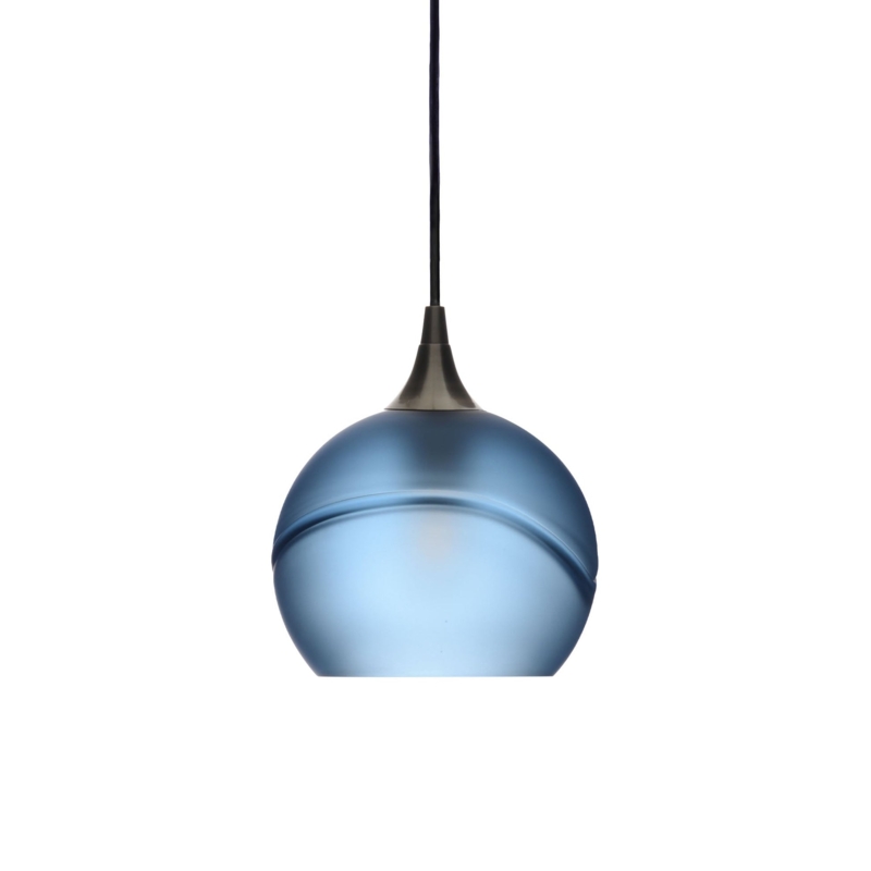 Pendant Light Artisanal Hand Blown Glass with Glacial Texture Swirl