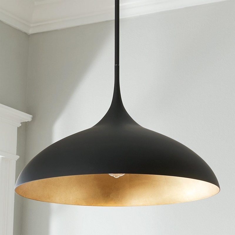 Pendant Light Black Gold Interior Dome Shade Transitional Dining