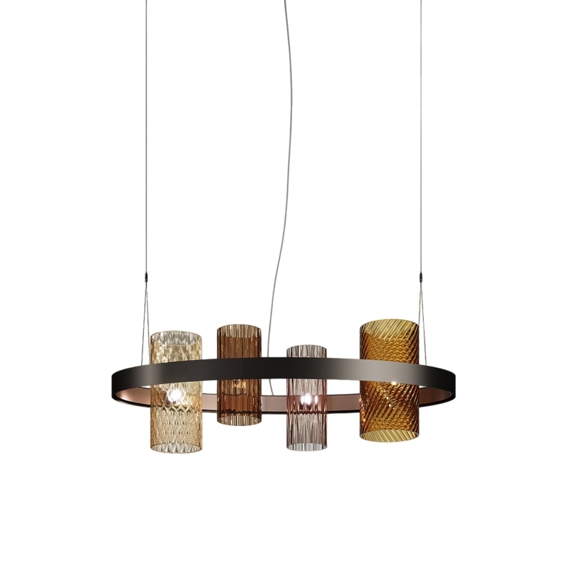 Pendant Light Black Nested Circular Frame Frosted Glass