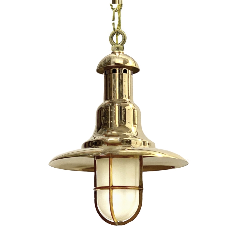 Pendant Light Brass Cylindrical Cage Lantern Fixture