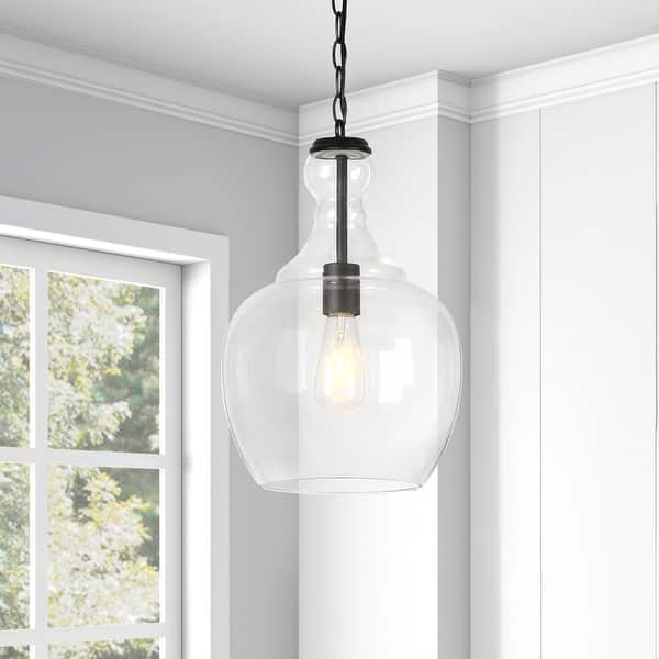 Pendant Light Brass Seeded Glass Bell