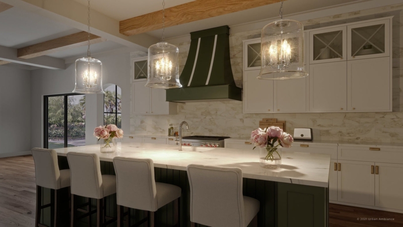 Pendant Light Brushed Nickel Cage Frame with Clear Cylindrical Shade