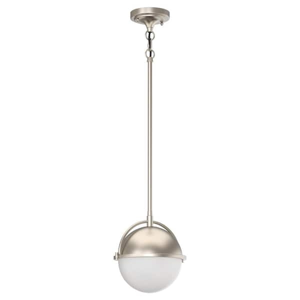 Pendant Light Brushed Nickel Hardware Frosted Glass Bell Shade