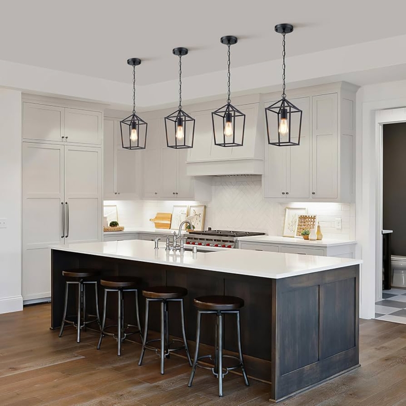 Pendant Light Cage Silhouette Matte Finish Black Metal Cage Pendants