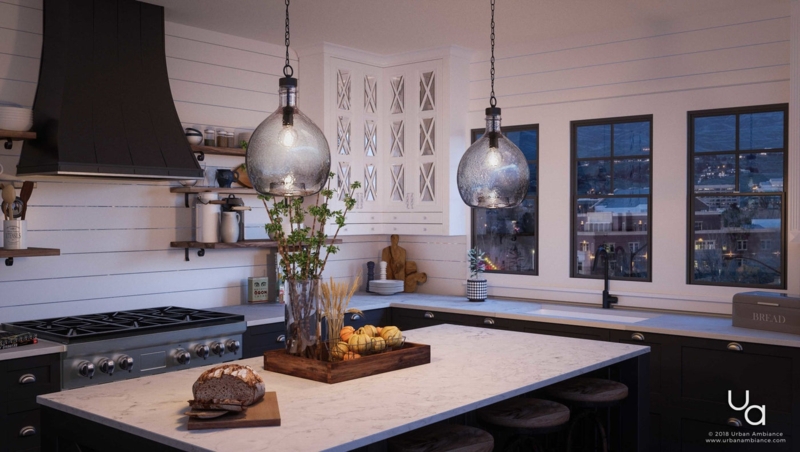 Pendant Light Charcoal Gray X-Brace Lantern Open Frame Modern Farmhouse