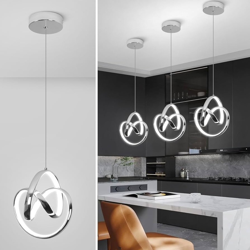 Pendant Light Chrome Bubble Glass Texture Cylindrical Lens