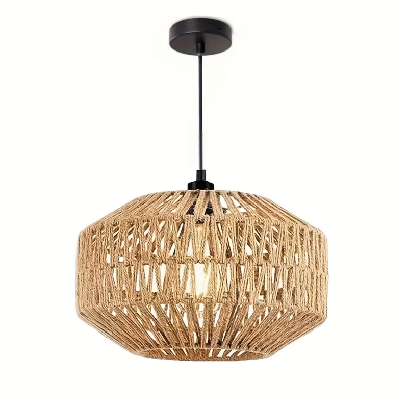 Pendant Light Circular Lattice Weave Hand Woven Texture Boho Globe