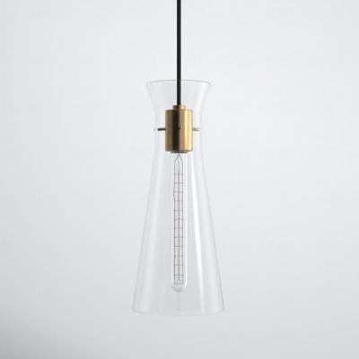 Pendant Light Clear Bell Shaped Glass Matte Finish Rod