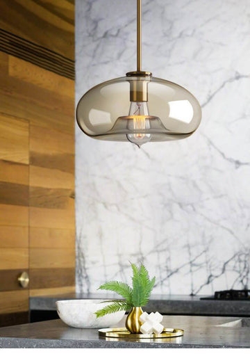 Pendant Light: Clear Glass Bell Shade, Polished Chrome Downrod