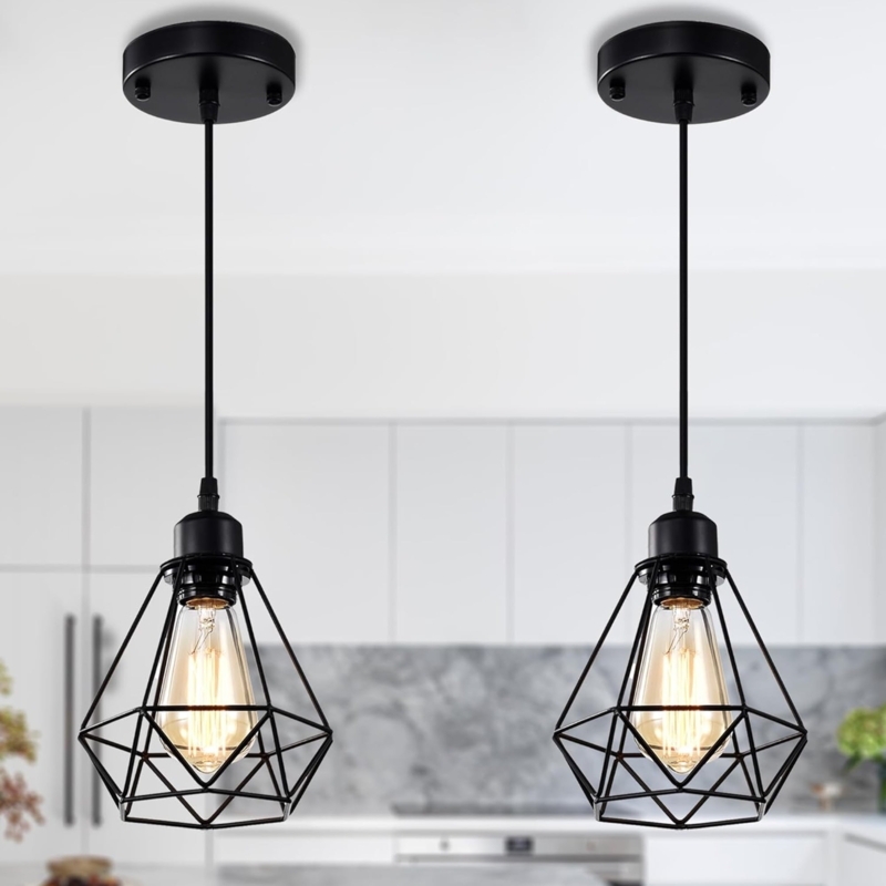 Pendant Light Clear Glass Shade Matte Black Hardware Industrial Modern