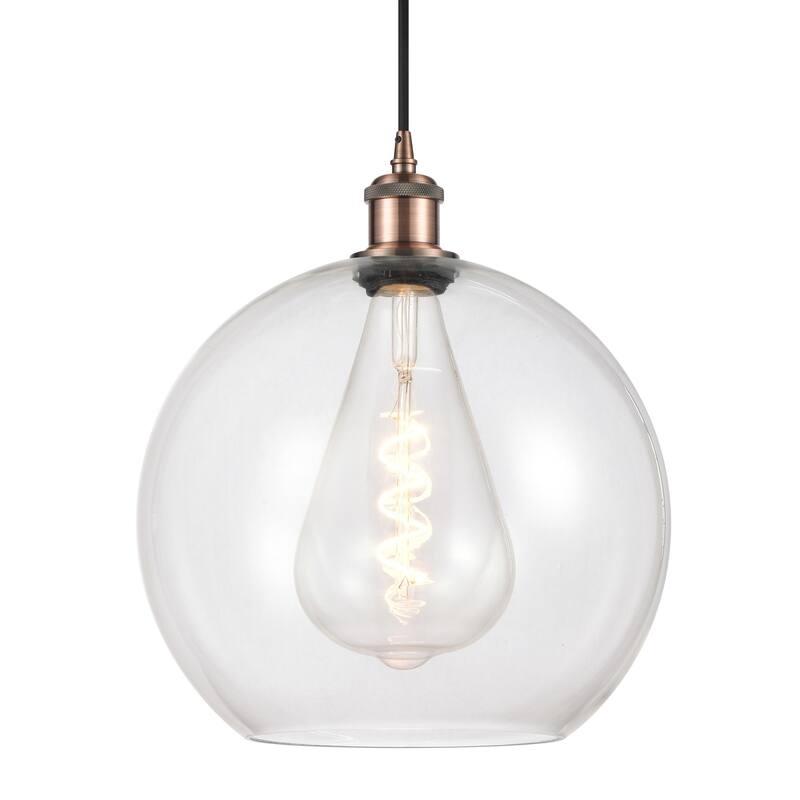 Pendant Light Clear Glass Shallow Dome Polished Gold Industrial Style
