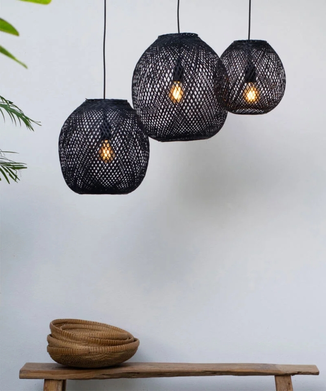 Pendant Light Cluster: Matte Black Domes, Minimalist Staggered Design