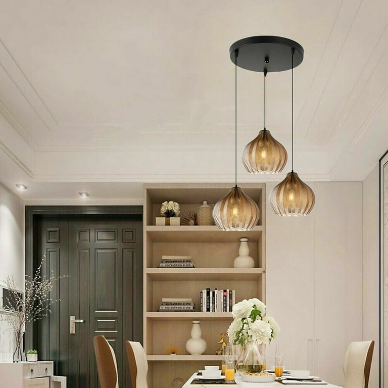 Pendant Light, Cluster Pendant, Clear Glass Bell Shades, Clear Glass Bell Pendant Light
