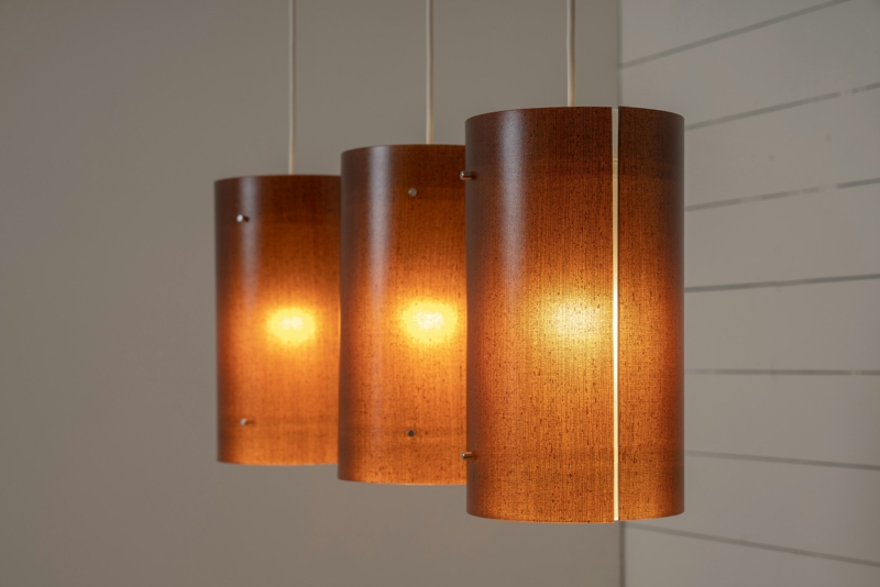 Pendant Light Cluster, Translucent Resin Cylinders in Monochromatic Blue