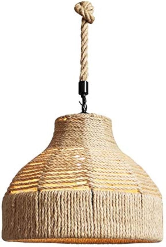 Pendant Light: Coastal Hourglass Shape Woven Fiber