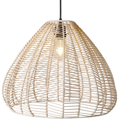 Pendant Light: Coastal Open-Weave Rattan Dome Shade in Natural Finish