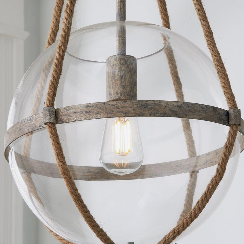 Pendant Light Coastal Rope Wrapped Spherical Globe