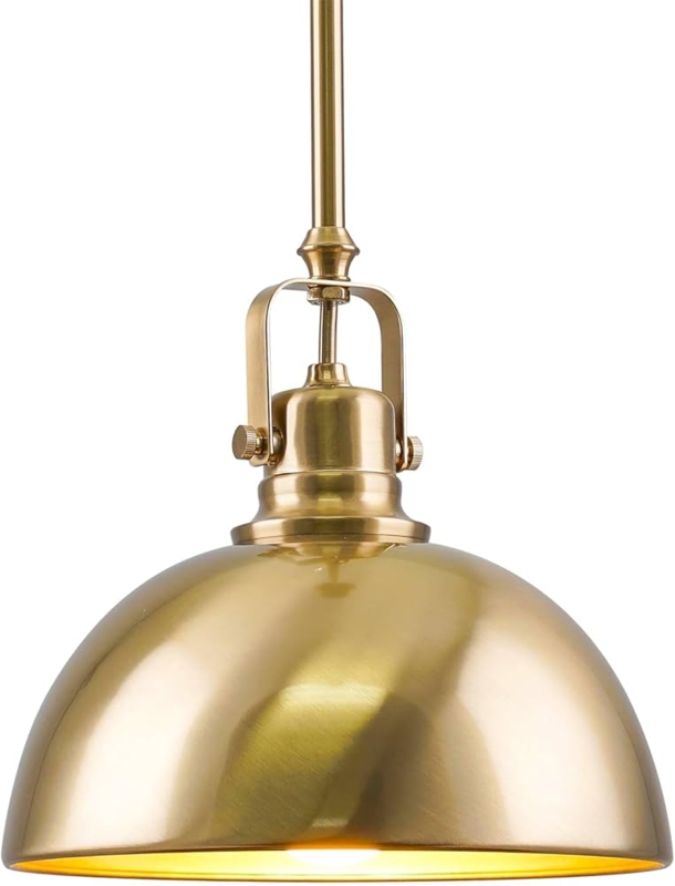 Pendant Light Cone Shade Brushed Brass Finish with Swivel Joint