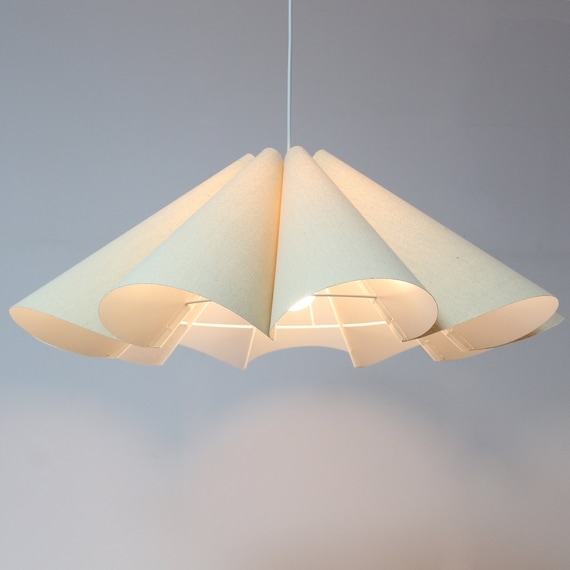 Pendant Light Conical Pleated Fabric Shade Cream Scandinavian Style