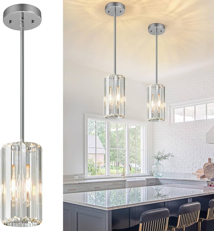 Pendant Light: Contemporary, Faceted Glass, Faceted Glass Pendant