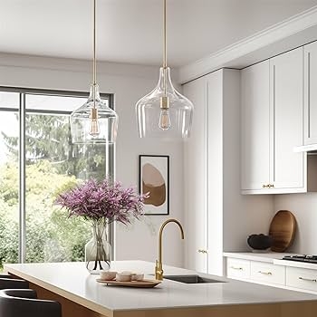 Pendant Light Cool Brass Clear Glass Vase Silhouette Modern Kitchen