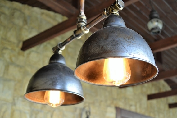 Pendant Light Copper Pipe Frame Triple Edison Bulb Steampunk Style