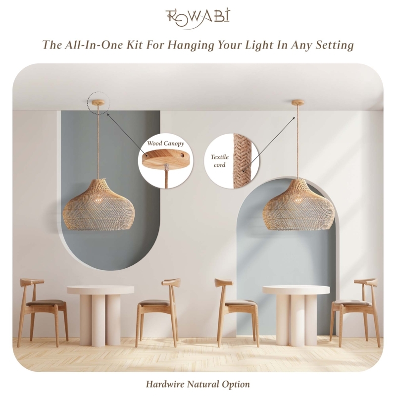 Pendant Light Cord Kit: Natural Jute Wrapped with Matte Black Hardware