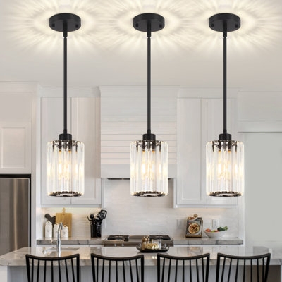 Pendant Light Crystal Encrusted Polished Chrome Glam Fixture