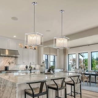 Pendant Light Crystal Vertical Accents Geometric Polished Chrome Modern