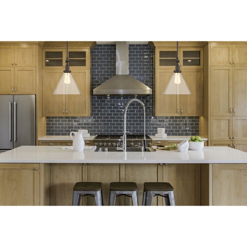 Pendant Light Cylindrical English Bronze Clear Glass Transitional