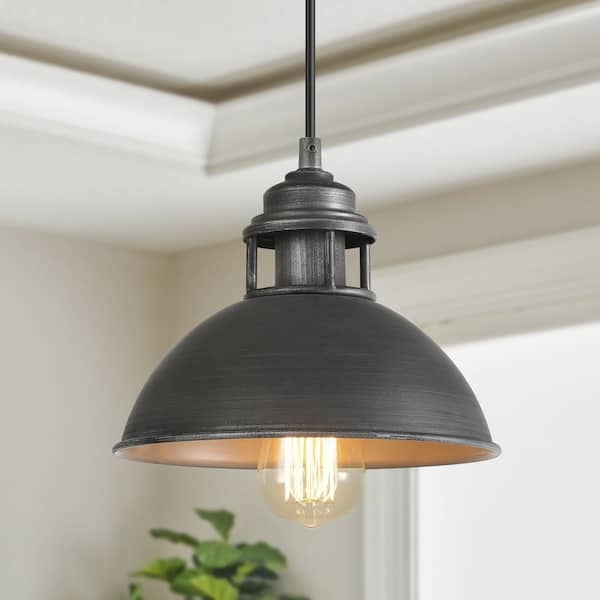 Pendant Light Dark Gray Matte Dome Industrial Farmhouse Barn Style