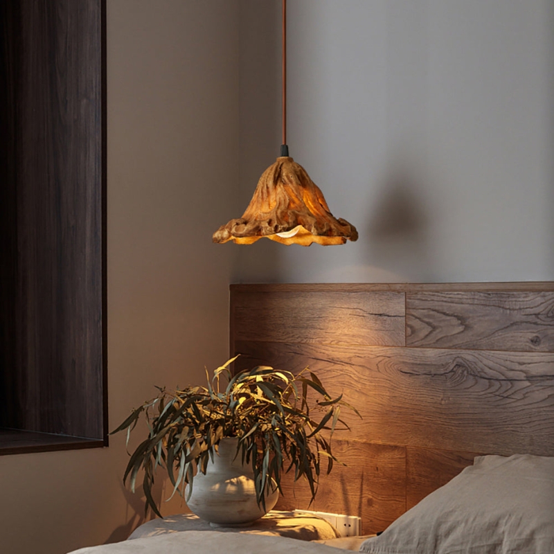 Pendant Light Distressed Metal Petals Rustic Lotus Leaf Pendant Light
